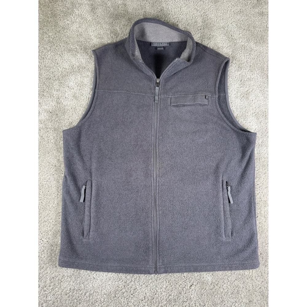 Free Fly Mens Bamboo Fleece Vest Large Gray Full Zip Pocket Sleeveless Jacket